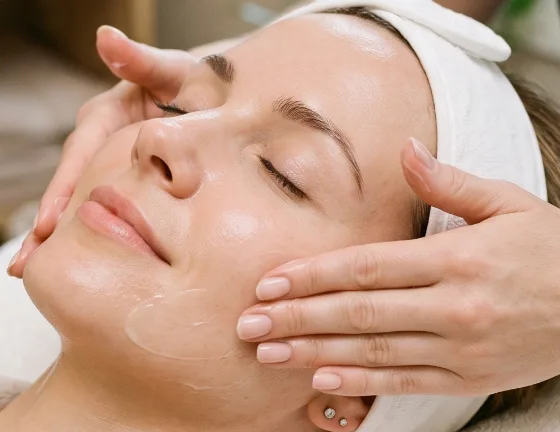 LED light therapy facial for acne-prone skin